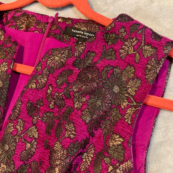 Nanette Lepore Pink and Gold Brocade Dress 10P - Picture 9 of 11